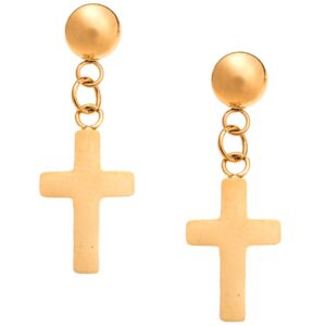 Σκουλαρίκια Γυναικεία SENZA Steel Gold Plated με σταυρό