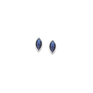 Σκουλαρίκια SENZA ασήμι 925, φύλλο με μπλε ζιργκόν