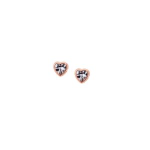 Σκουλαρίκια SENZA ροζ επιχρυσωμένο ασήμι 925, καρδιά με aquamarine ζιργκόν