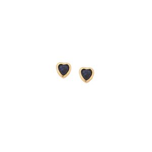 Σκουλαρίκια SENZA κίτρινο επιχρυσωμένο ασήμι 925, καρδιά με μπλε ζιργκόν