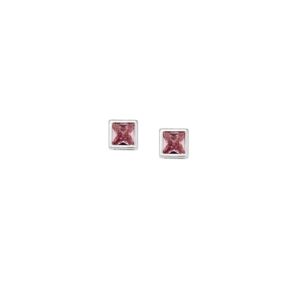 Σκουλαρίκια SENZA ασήμι 925, τετράγωνο με ροζ ζιργκόν