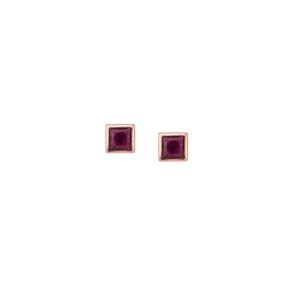 Σκουλαρίκια SENZA ροζ επιχρυσωμένο ασήμι 925, τετράγωνο με φούξια ζιργκόν