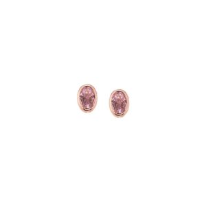 Σκουλαρίκια SENZA ροζ επιχρυσωμένο ασήμι 925, οβάλ με ροζ ζιργκόν