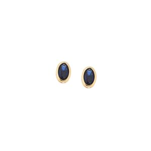 Σκουλαρίκια SENZA κίτρινο επιχρυσωμένο ασήμι 925, οβάλ με μπλε ζιργκόν