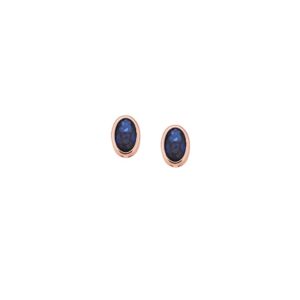 Σκουλαρίκια SENZA ροζ επιχρυσωμένο ασήμι 925, οβάλ με μπλε ζιργκόν