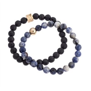 Βραχιόλια Senza Men's Lava & Sodalite Stones Double bracelet Set