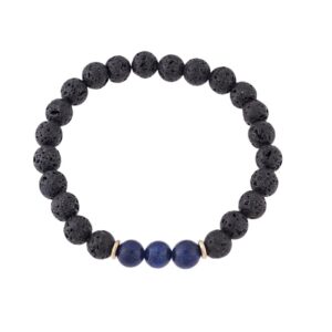 Βραχιόλι Senza Men's Lava & Lapis Lazuli Stones