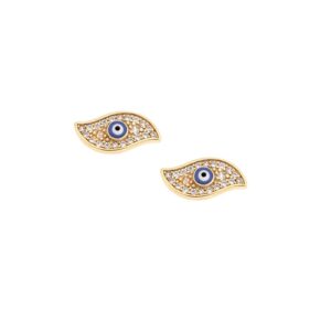Σκουλαρίκια Senza επιχρυσωμένο ασήμι 925, μάτι με ζιργκόν