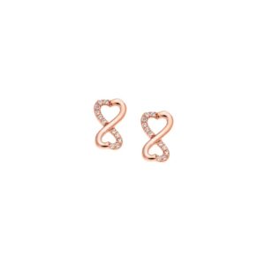 Σκουλαρίκια Senza ροζ επιχρυσωμένο ασήμι 925, καρδιές σε σχήμα άπειρου