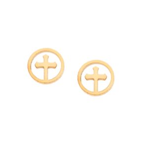 Σκουλαρίκια Γυναικεία SENZA Gold Plated Steel με σταυρό