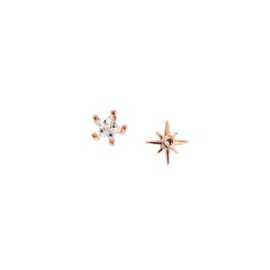 Σκουλαρίκια Γυναικεία SENZA ροζ επιχρυσωμένο ασήμι 925, αστέρι με ζιργκόν