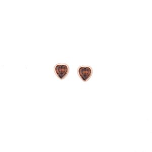 Σκουλαρίκια SENZA ροζ επιχρυσωμένο ασήμι 925, καρδιά με καφέ ζιργκόν