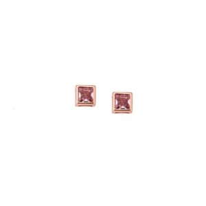 Σκουλαρίκια SENZA ροζ επιχρυσωμένο ασήμι 925, τετράγωνο με ροζ ζιργκόν