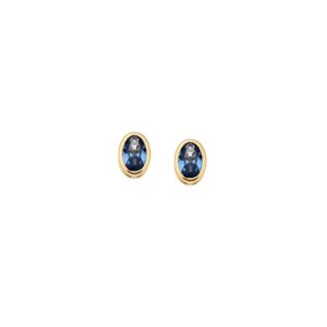Σκουλαρίκια SENZA κίτρινο επιχρυσωμένο ασήμι 925, οβάλ με γαλάζιο ζιργκόν