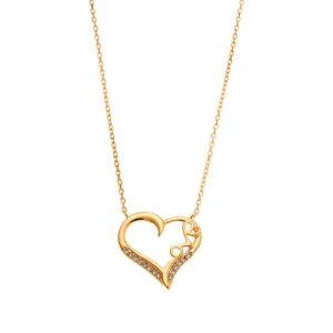 Κολιέ Γυναικείο SENZA ασήμι 925 επιχρυσωμένο, "Love" καρδιά με ζιργκόν