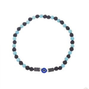 Βραχιόλι Unisex Senza Hematite & Turquoise Stones with Lava