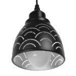 GloboStar® CLOUD 01482 Μοντέρνο Κρεμαστό Φωτιστικό Οροφής Μονόφωτο 1 x E27 Μεταλλικό Μαύρο Λευκό Καμπάνα Φ13 x Υ14cm