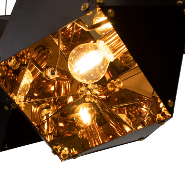 GloboStar® WELLES Replica 00797 Μοντέρνο Κρεμαστό Φωτιστικό Οροφής Πολύφωτο 6 x E14 Μεταλλικό Μαύρο - Χρυσό Μ98 x Π32 x Υ30cm