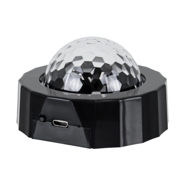 GloboStar® 81844 Φορητό Διακοσμητικό Φωτιστικό Ειδικών Φωτορυθμικών Εφέ PARTY Disco LED 3W DC 5V 300mAh Επαναφορτιζόμενο - Sound Activated - Καλώδιο Τροφοδοσίας USB - Βάση με Μαγνήτη - Πολύχρωμo RGB IP20 Μ7.5 x Π7.5 x Υ4.5cm