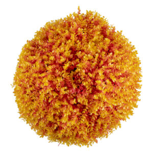 GloboStar® 78517 Artificial - Συνθετικό Τεχνητό Διακοσμητικό Φυτό Θάμνος Πυξάρι Πορτοκαλί - Κίτρινο Φ56cm
