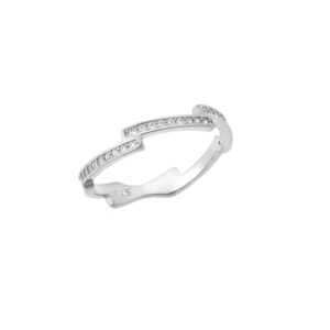 Δαχτυλίδι Senza ασήμι 925, βεράκι με λευκά ζιργκόν