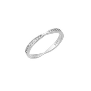 Δαχτυλίδι Senza ασήμι 925, βεράκι με λευκά ζιργκόν