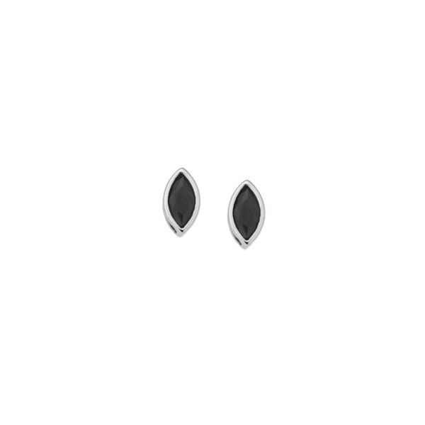 Σκουλαρίκια SENZA ασήμι 925, φύλλο με μαύρο ζιργκόν