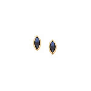 Σκουλαρίκια SENZA κίτρινο επιχρυσωμένο ασήμι 925, φύλλο με μπλε ζιργκόν