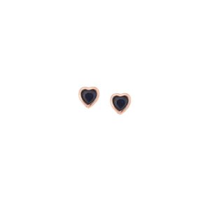 Σκουλαρίκια SENZA ροζ επιχρυσωμένο ασήμι 925, καρδιά με μπλε ζιργκόν