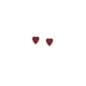 Σκουλαρίκια SENZA ροζ επιχρυσωμένο ασήμι 925, καρδιά με φούξια ζιργκόν