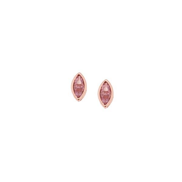 Σκουλαρίκια SENZA ροζ επιχρυσωμένο ασήμι 925, φύλλο με ροζ ζιργκόν
