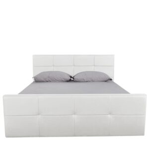 Κρεβάτι ArteLibre ANEMONE Λευκό PU Με Αποθηκευτικό Χώρο 217x170x100cm (Στρώμα 160x200cm)