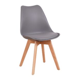 Καρέκλα ArteLibre GROUGH Γκρι PP/PU/Ξύλο 49x56x83cm