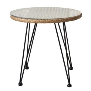 Τραπέζι Κήπου ArteLibre EUSEBIO Φυσικό/Μαύρο Μέταλλο/Rattan Φ45x40cm