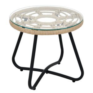 Τραπέζι Κήπου ArteLibre HOWARD Φυσικό/Μαύρο Μέταλλο/Rattan Φ45x40cm