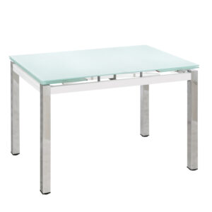 Τραπέζι Επεκτεινόμενο ArteLibre BOTEV Αμμοβολή/Χρώμιο Γυαλί/Μέταλλο 110+60x70x75cm