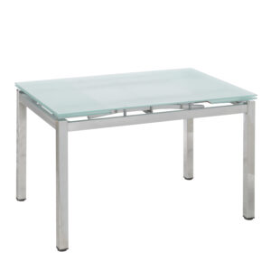 Τραπέζι Επεκτεινόμενο ArteLibre BOTEV Αμμοβολή/Χρώμιο Γυαλί/Μέταλλο 120+60x80x75cm