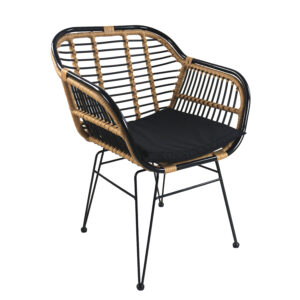 Καρέκλα Κήπου ArteLibre ATINIUS Φυσικό/Μαύρο Μέταλλο/Rattan 58x62x82cm