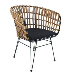 Καρέκλα Κήπου ArteLibre AULIUS Φυσικό/Μαύρο Μέταλλο/Rattan 57x60x78.5cm