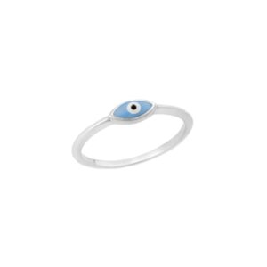 Δαχτυλίδι Senza ασήμι 925, ματάκι γαλάζιο με σμάλτο
