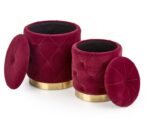 POLLY set of two stools, color: dark red DIOMMI V-CH-POLLY-PUFA-BORDOWY