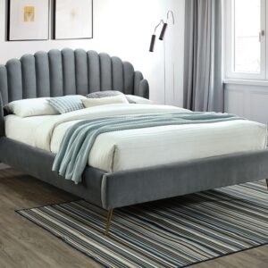 Επενδυμένο κρεβάτι Calabria 160x200 με Βελούδο σε χρώμα Γκρι DIOMMI CALABRIAVSZZL