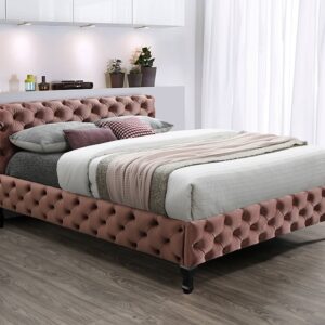Επενδυμένο κρεβάτι Herrera 160х200 με βελούδο σε χρομα Ροζ DIOMMI HERRERAV160RW