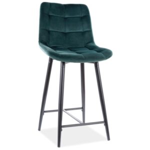 Καρέκλα μπαρ ύφασμιμι Chic H2 45x37x92 μαύρο/πράσινο βελούδο 78 DIOMMI CHICH2VCZ