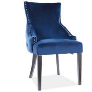 Καρέκλα τραπεζαρίας επενδυμένη George 56x45x98 ξύλινα πόδια μαύρα/μπλε βελούδινο bluvel 86 DIOMMI GEORGEVCGR
