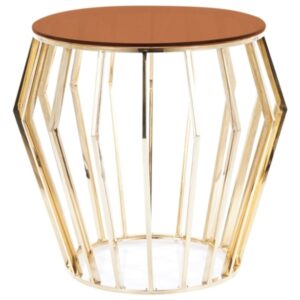 Μεταλλικό τραπέζι σαλονιού Ariana B με γυάλινη επιφάνεια Ф50х50X55 Χρυσό DIOMMI ARIANABCTZL