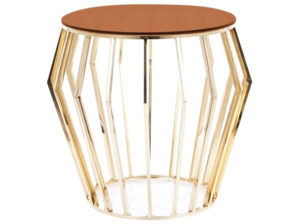 Μεταλλικό τραπέζι σαλονιού Ariana B με γυάλινη επιφάνεια Ф50х50X55 Χρυσό DIOMMI ARIANABCTZL