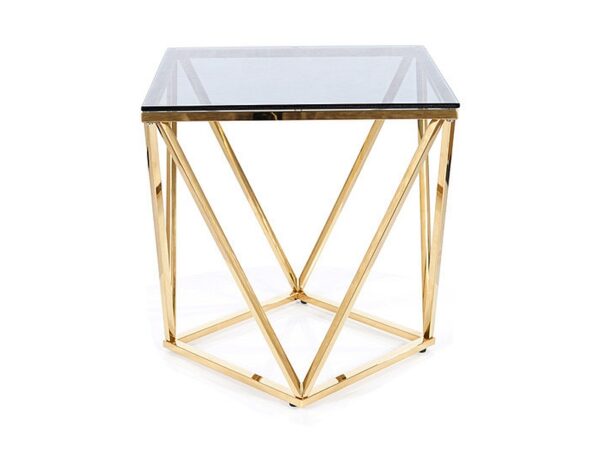 Μεταλλικό τραπέζι σαλονιού Silver B με γυάλινη επιφάνεια 50X50 Χρυσό DIOMMI SILVERBCZL