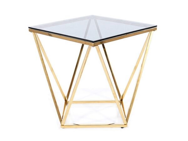 Μεταλλικό τραπέζι σαλονιού Silver B με γυάλινη επιφάνεια 50X50 Χρυσό DIOMMI SILVERBCZL
