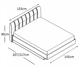 Κρεβάτι ξύλινο με δερμάτινη ή ύφασμα ROXAN 140x190 DIOMMI 45-001